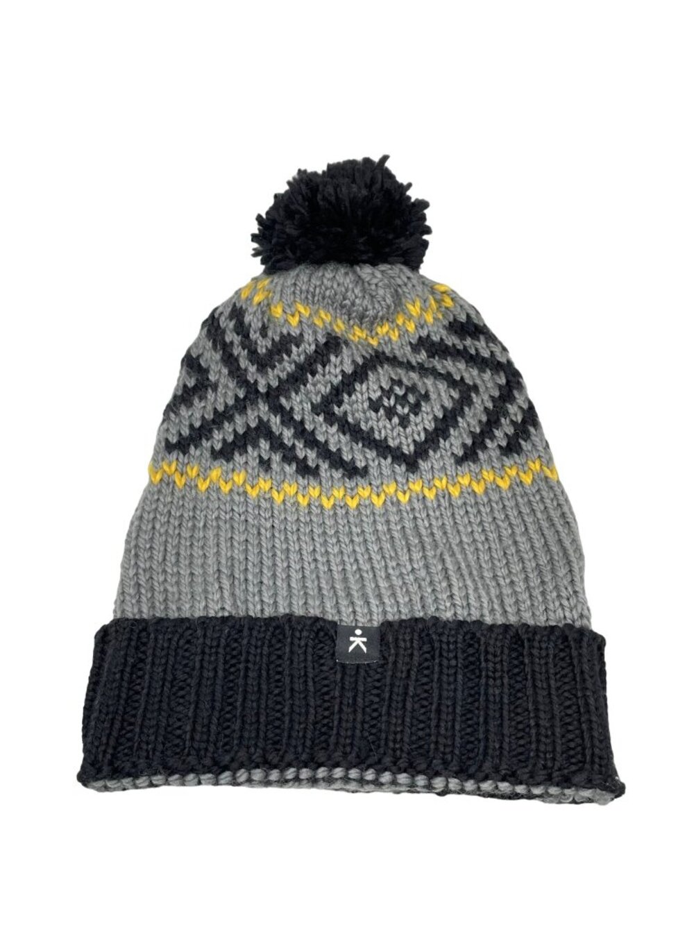Known Supply Beanie One Size Pom Pom Knitted Beanie Hat Gray Black Winter